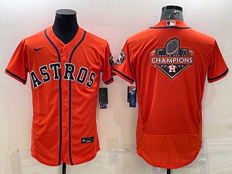 Mens Houston Astros Orange Champions Big Logo Stitched MLB Flex Base Nike Jersey